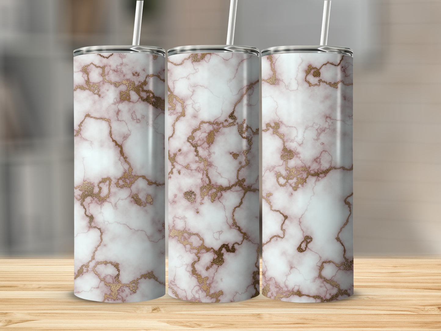 Rose Quartz And Gold Marble Design Perfect Tumblers