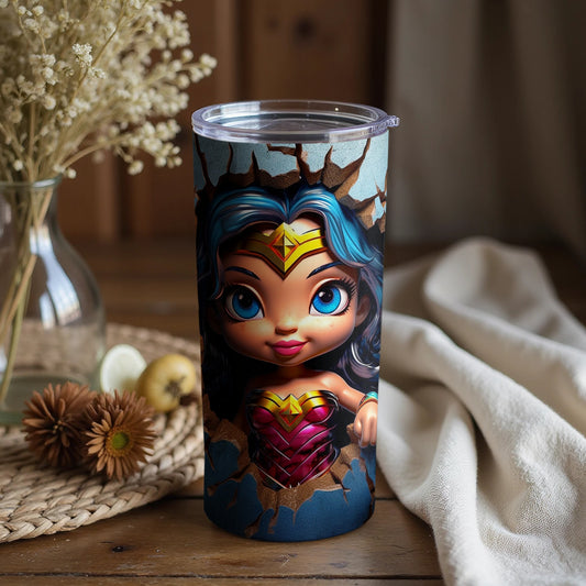 Superhero Tumbler with Cute Cartoon Design