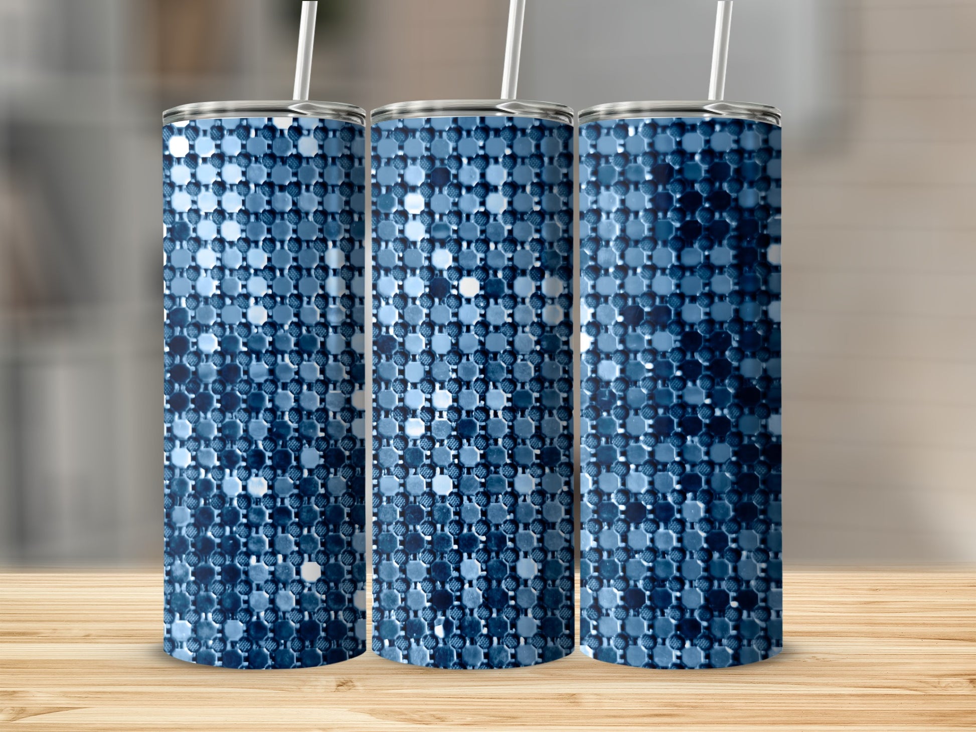 Stylish Blue Sequin Pattern Tumbler Product