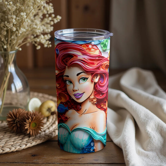 Colorful Mermaid Princess Tumbler with Bright Artwork