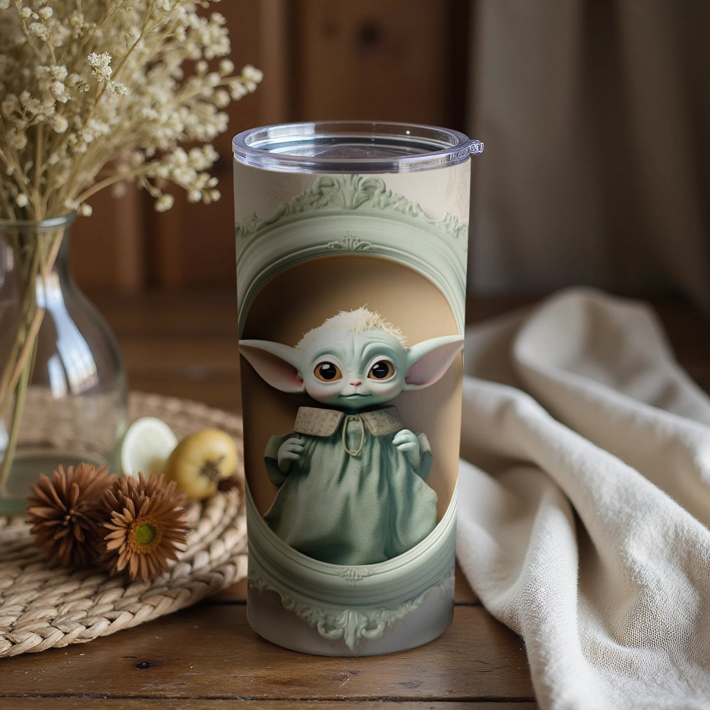 Adorable Baby Alien Themed Tumbler for Your Drink