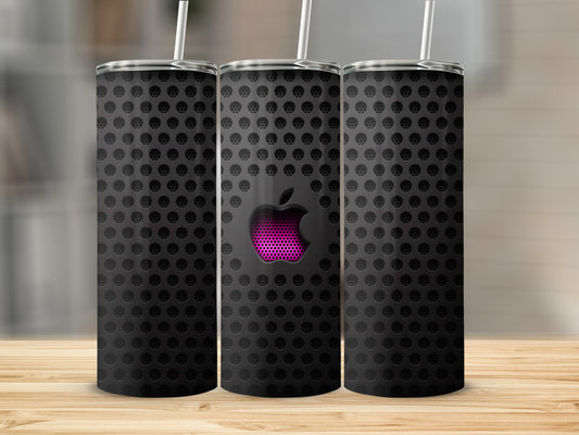 Black with Apple Design and Pink Inner Tumblers