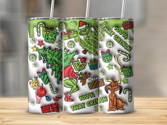 100% That Grinch Christmas Tumbler Holiday Gift