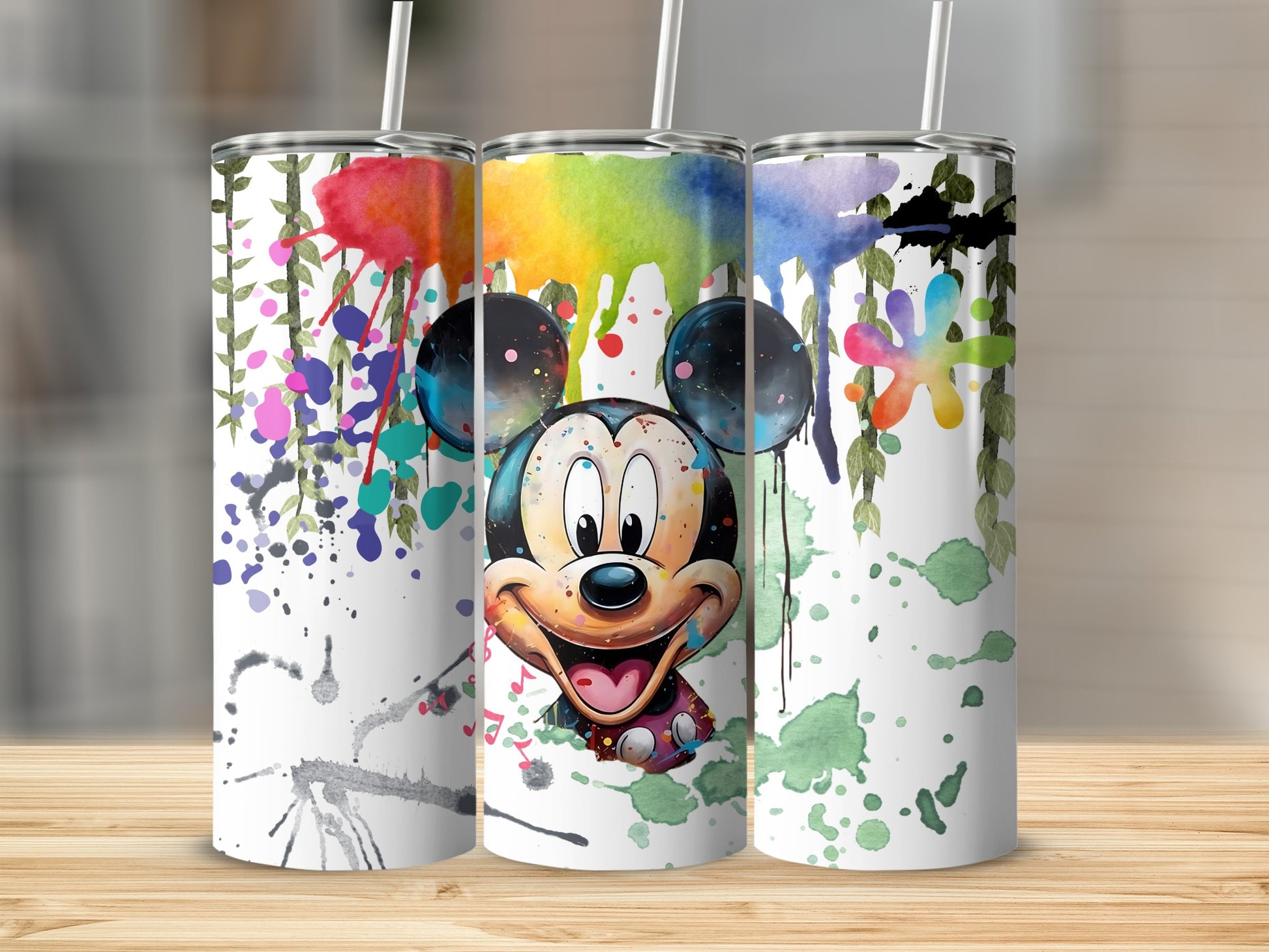 Colorful Ink Splatter Mickey Mouse Tumbler Drinkware