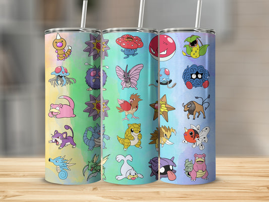 Colorful Cartoon Characters Design Travel Tumbler