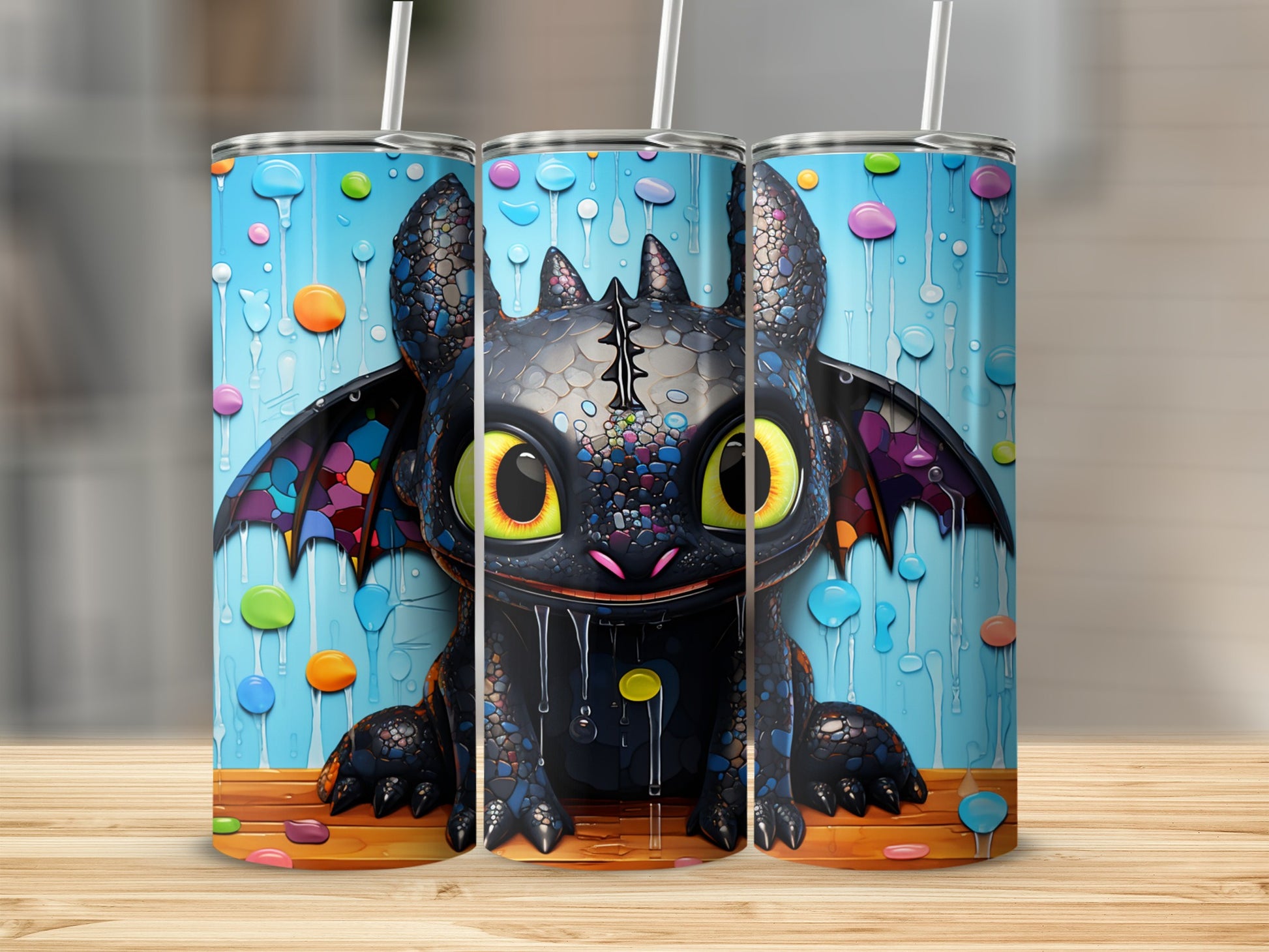Cute Colorful Dragon Artwork Tumbler for Drinks Cup
