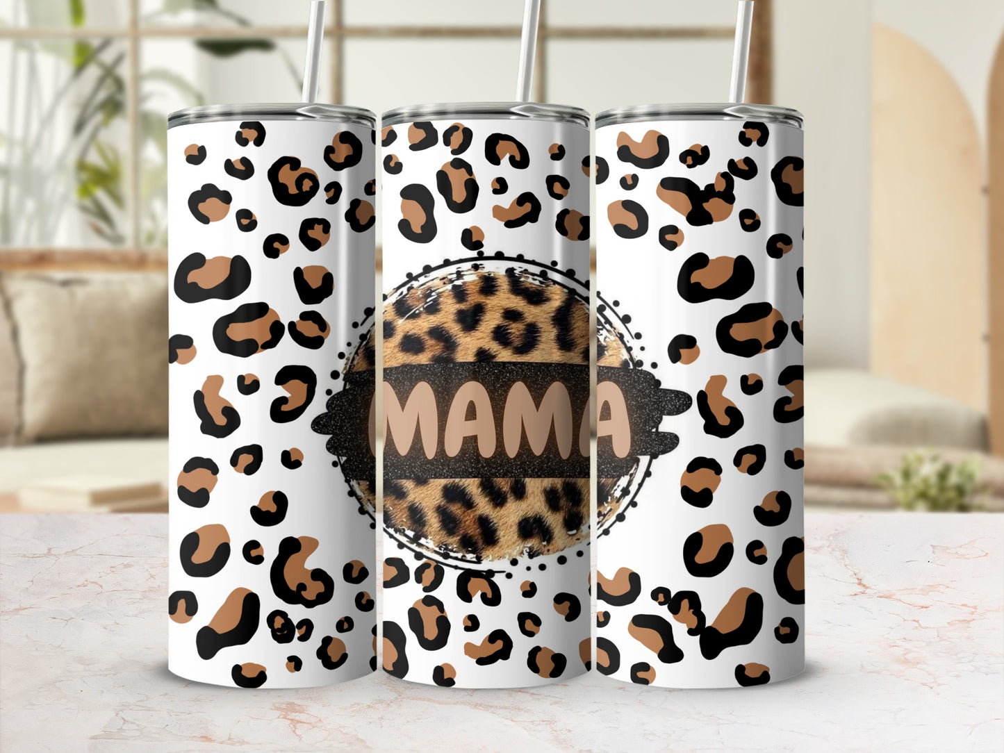Leopard Print Mama Design Insulated Tumbler