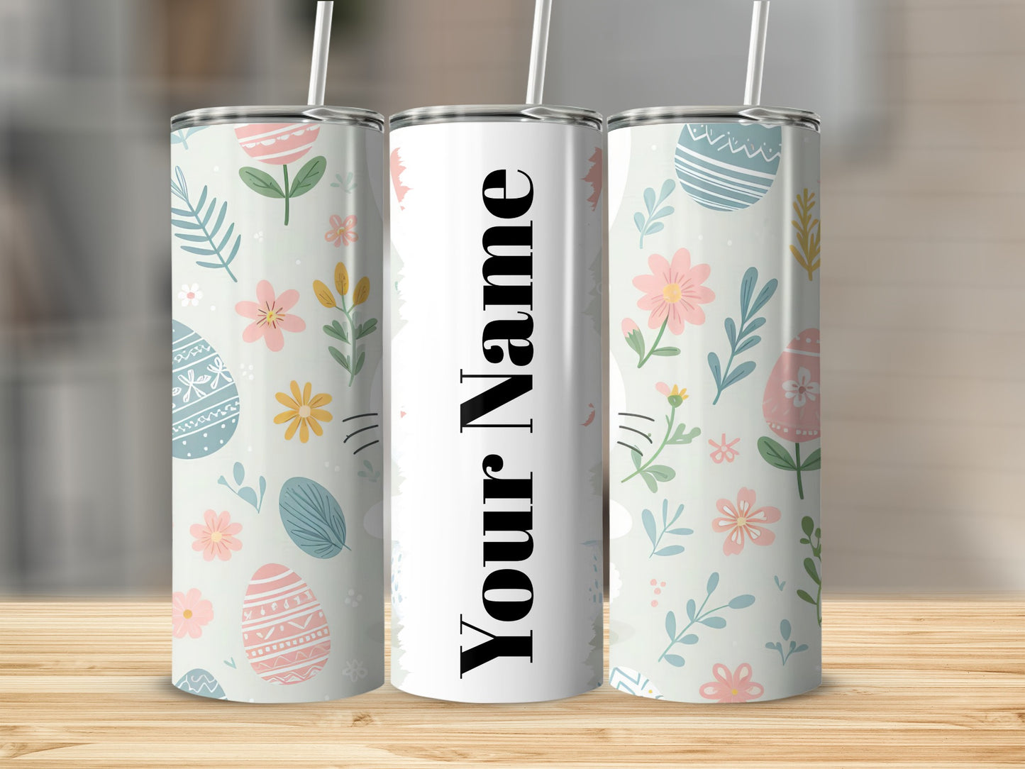 Personalized Floral and Easter Eggs Tall Tumbler