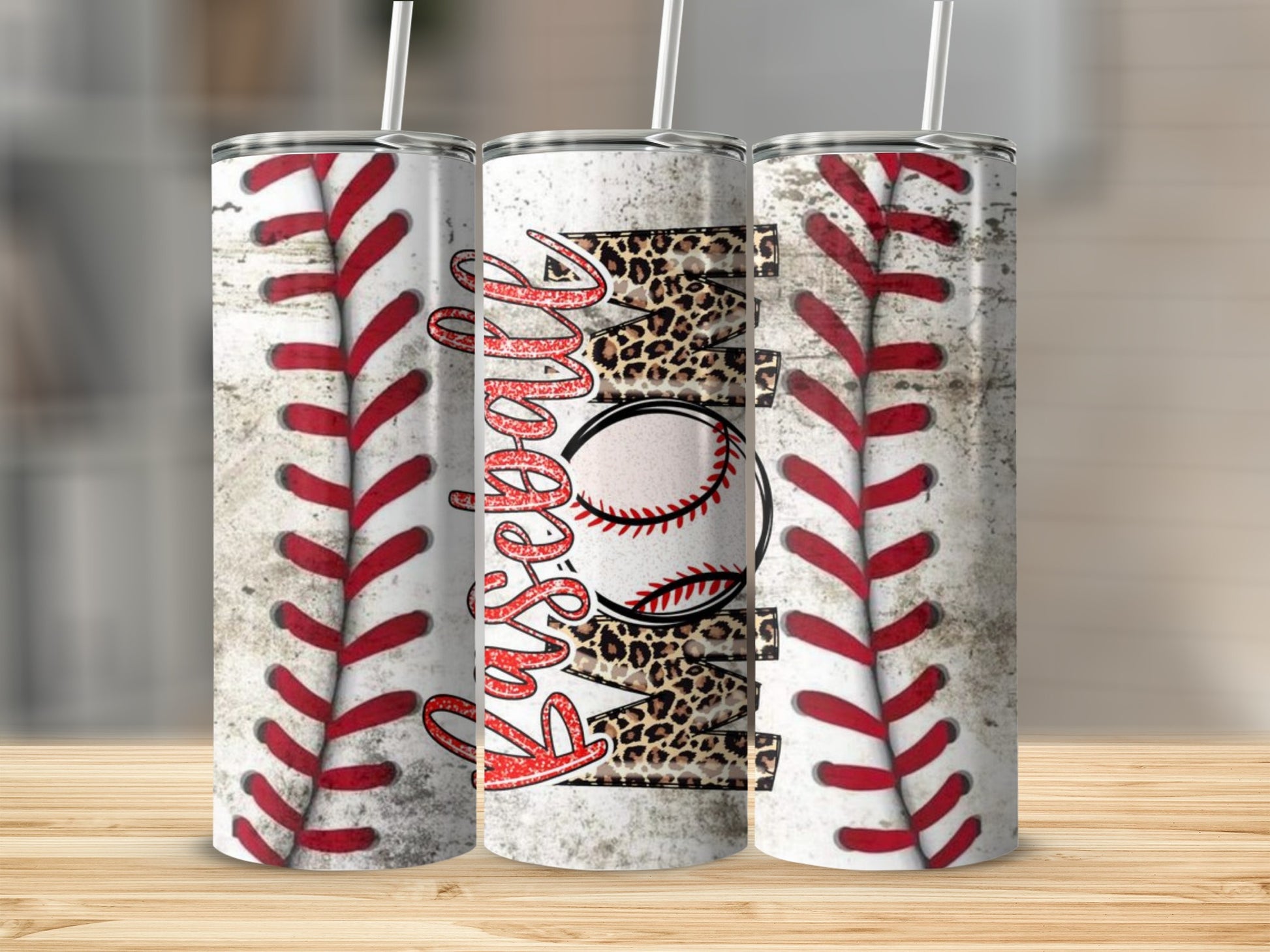 Leopard Print and Baseball Themed Tumbler Product