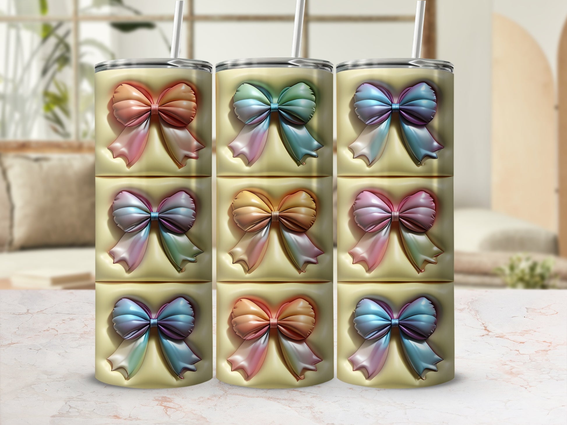 Colorful Bow Design Stainless Steel Tumbler