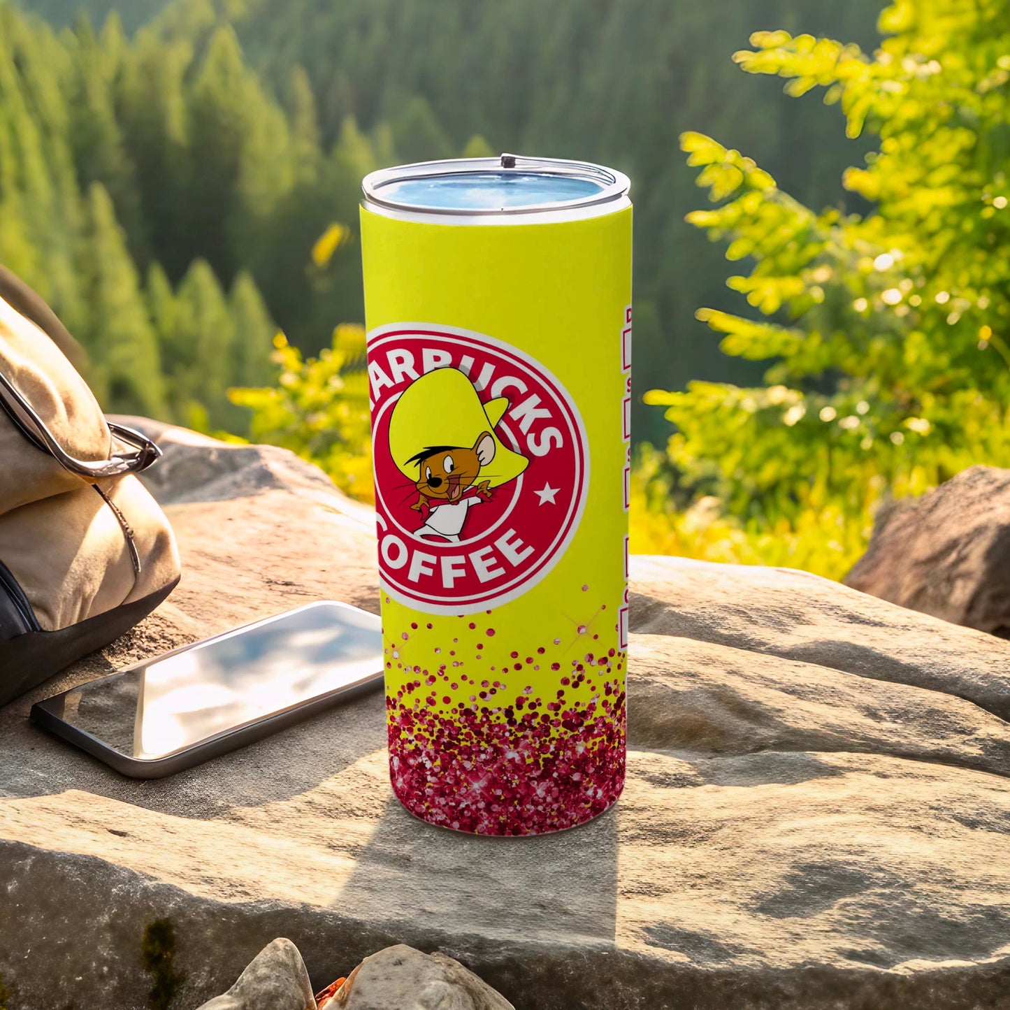Fun Yellow Tumbler with Starbucks Coffee Design