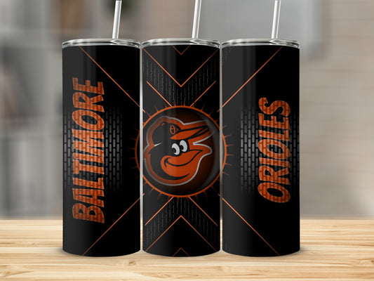 Baltimore Orioles Bird Logo Unique X Design Black Tumblers