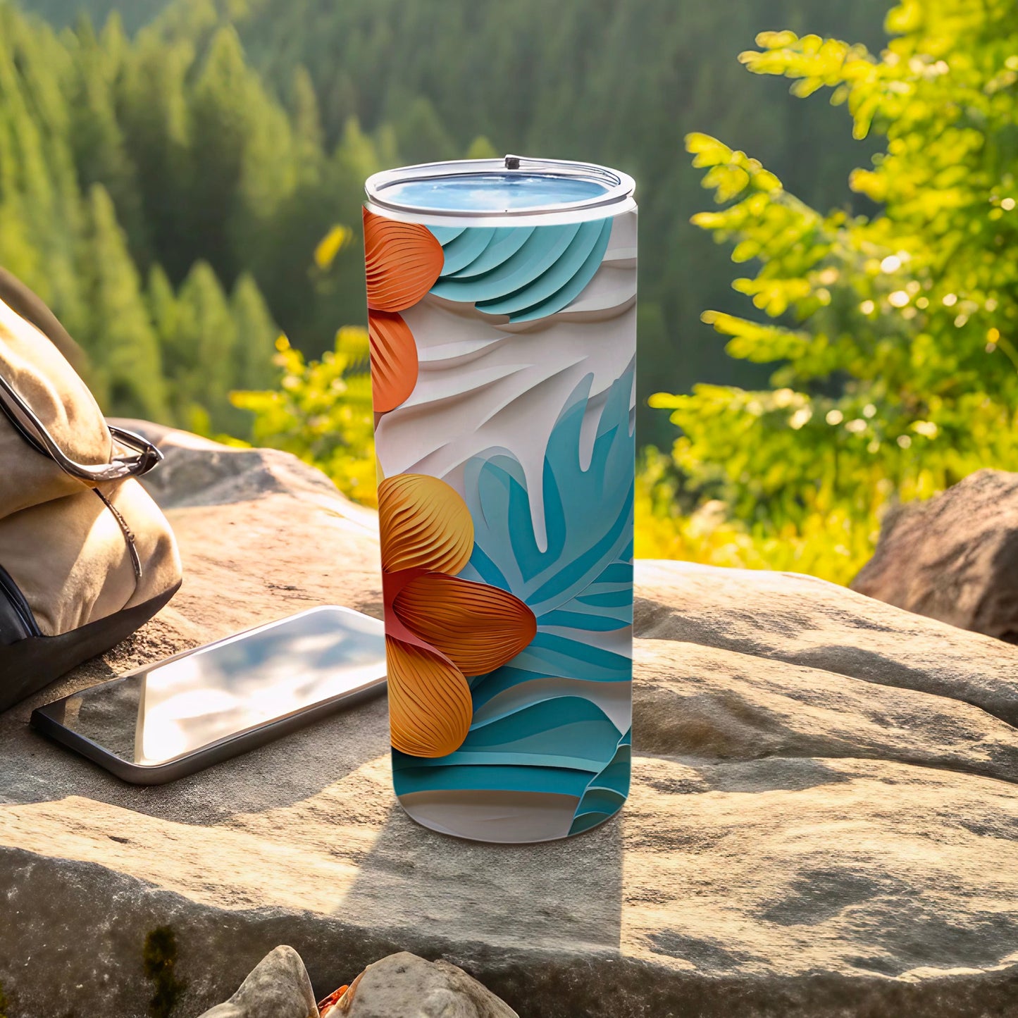 Stylish Floral Design Vacuum Insulated Tumbler Cup