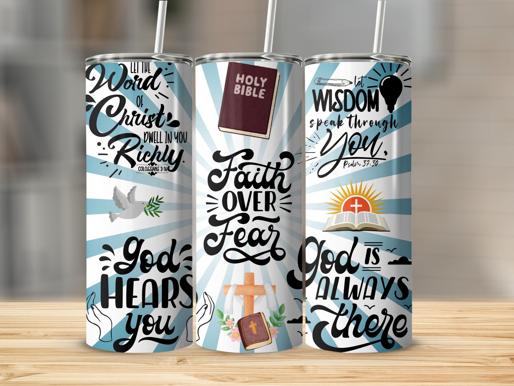 Inspirational Faith Scripture Tumbler with Bible Verses