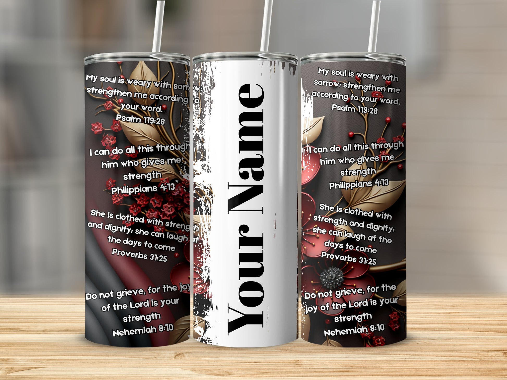 Personalized Tumbler with Inspirational Bible Verses