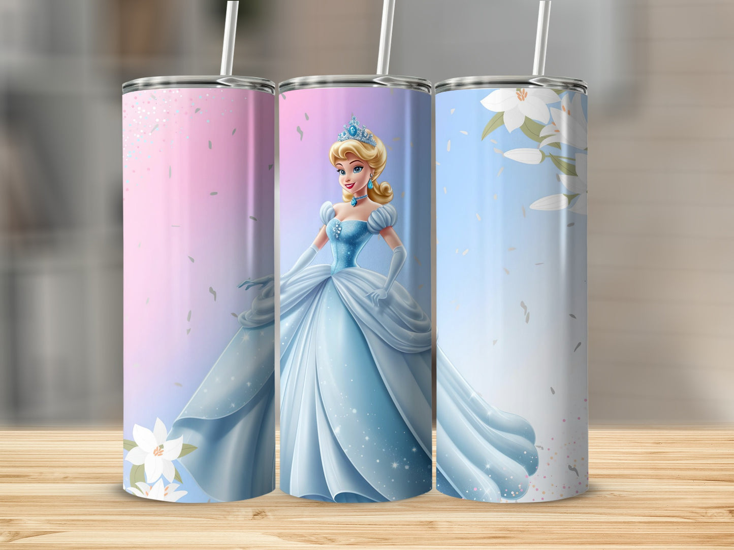 Cinderella Inspired Tall Tumbler Cup for Kids and Adults