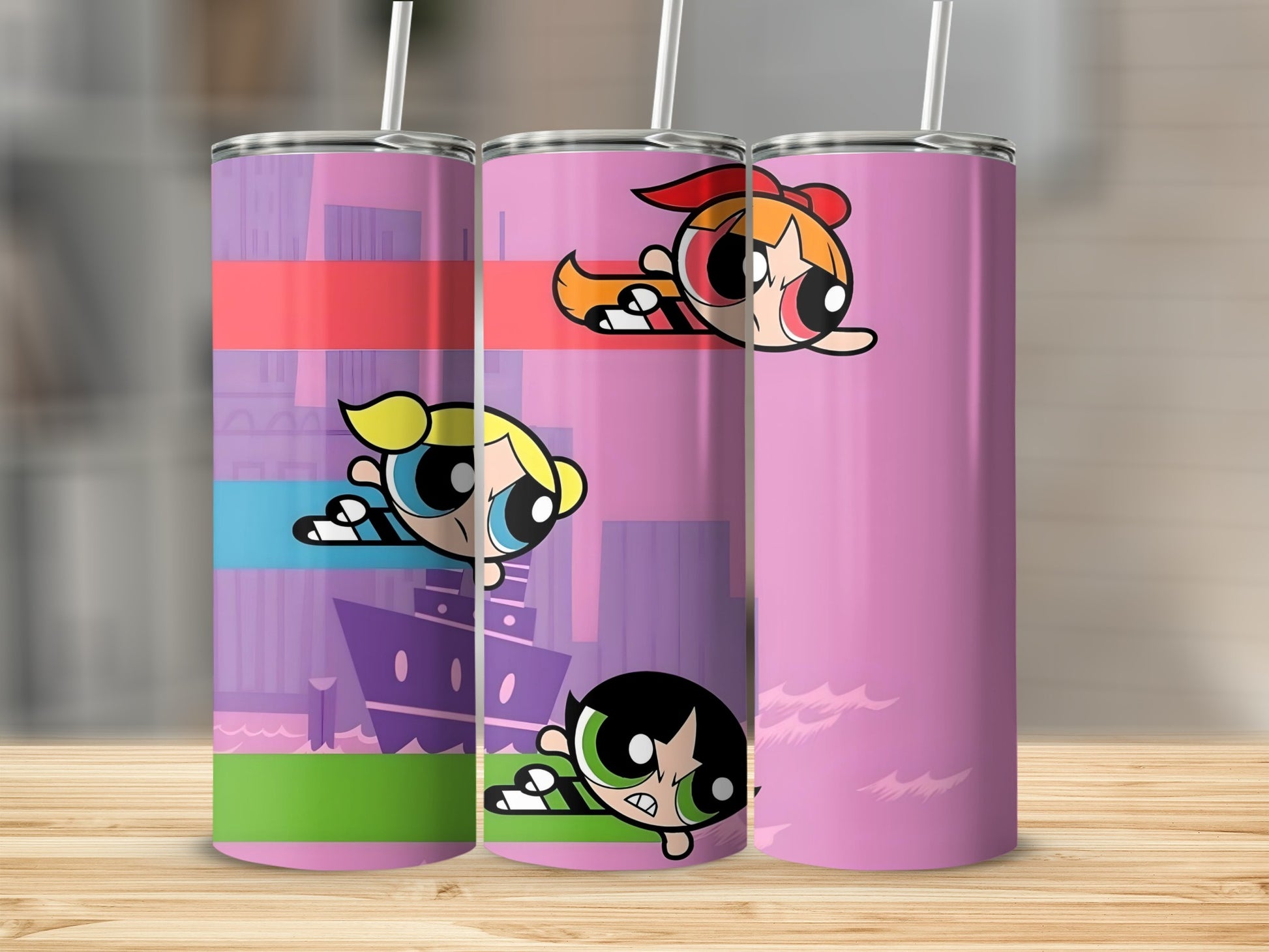 Cute Powerpuff Girls Tumbler Cup with Straw 20oz