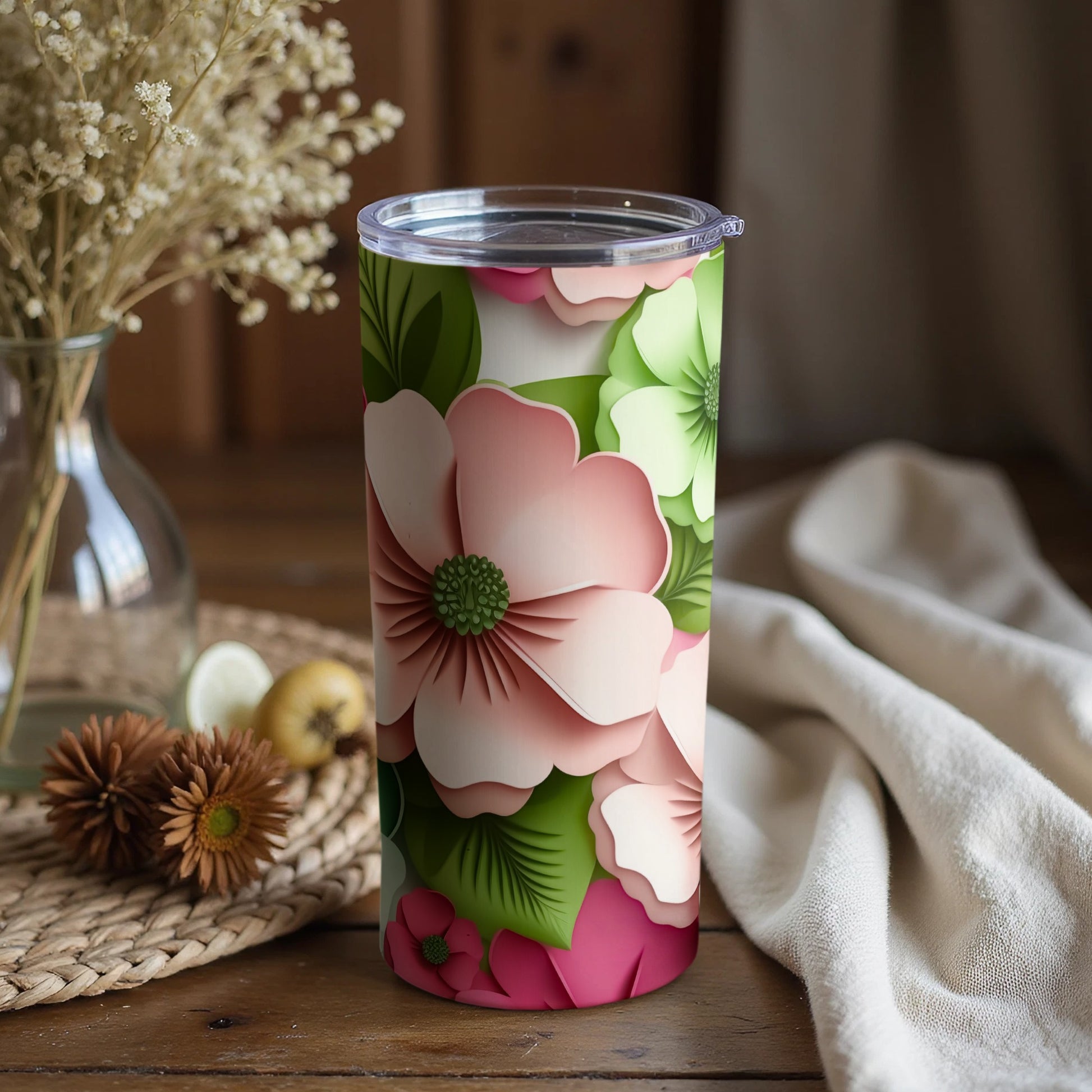 Colorful Floral Design Vacuum Insulated Tumbler