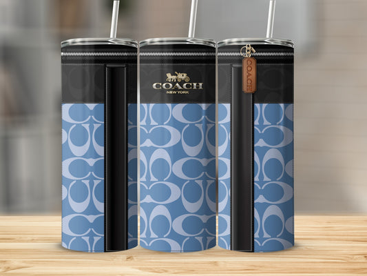 Stylish Coach New York Patterned Tumbler with Straw