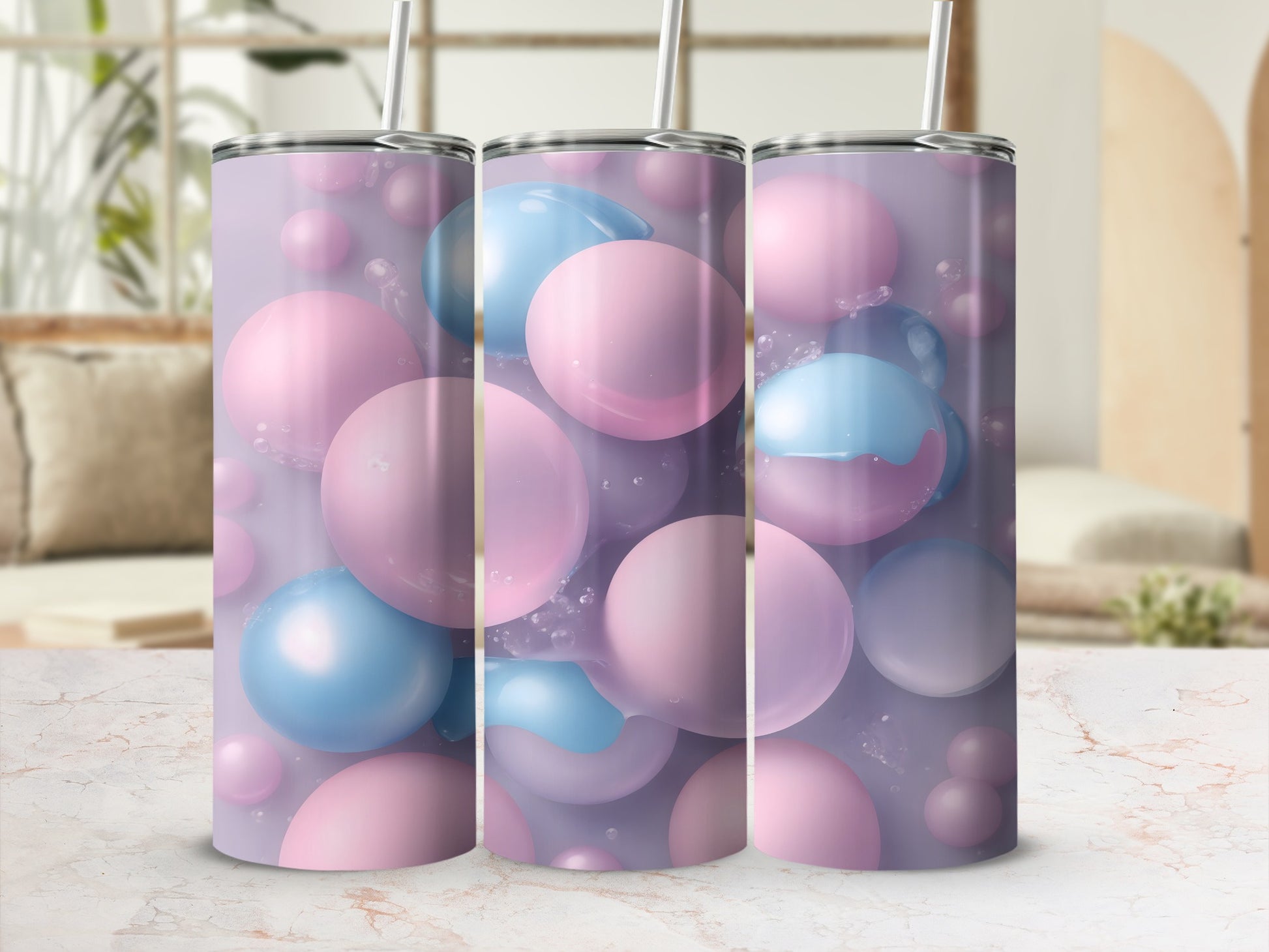Pastel Bubbles Pink Blue Spheres Design Tumbler product type