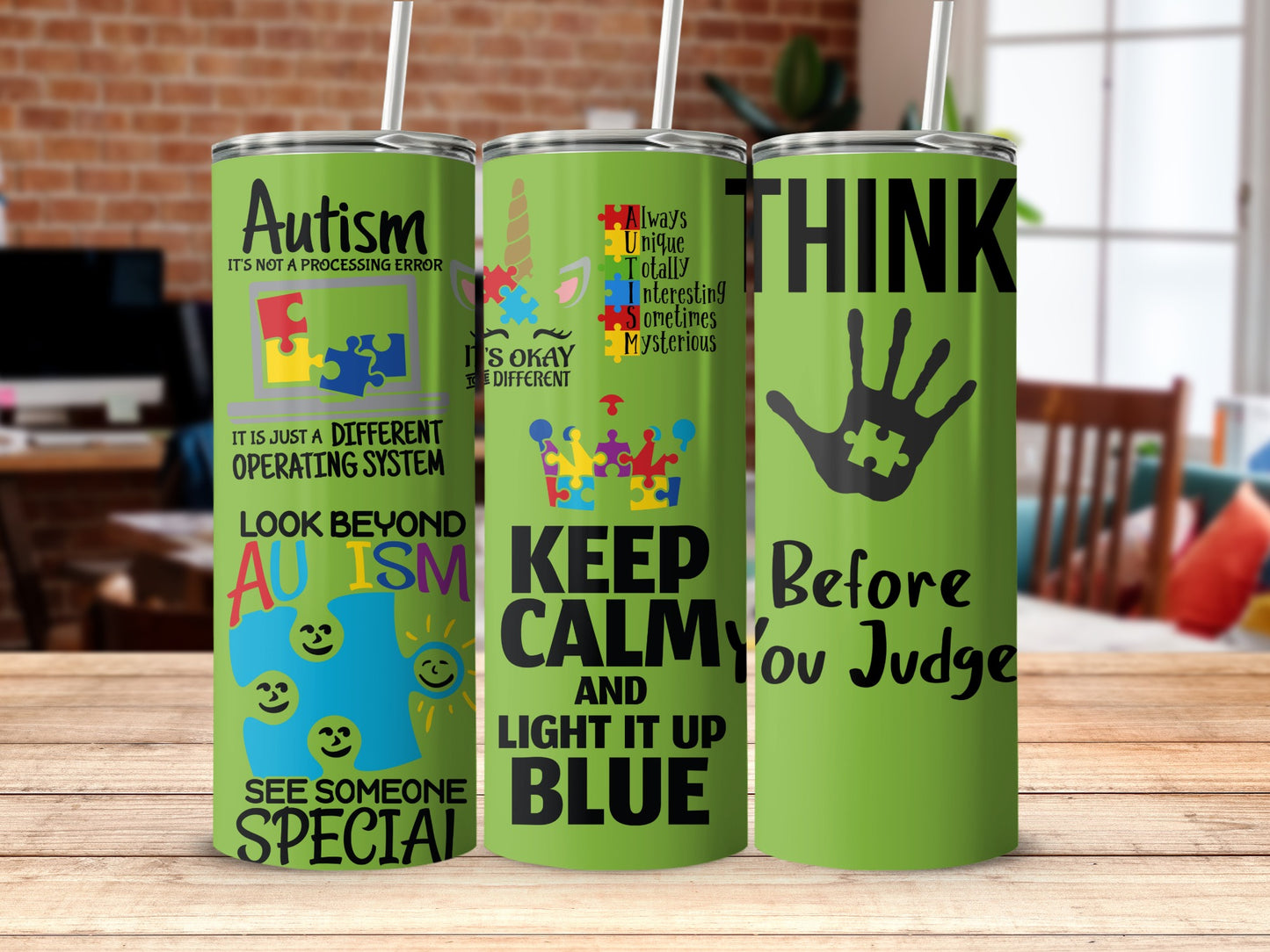Autism Awareness Design Stainless Steel Tumbler