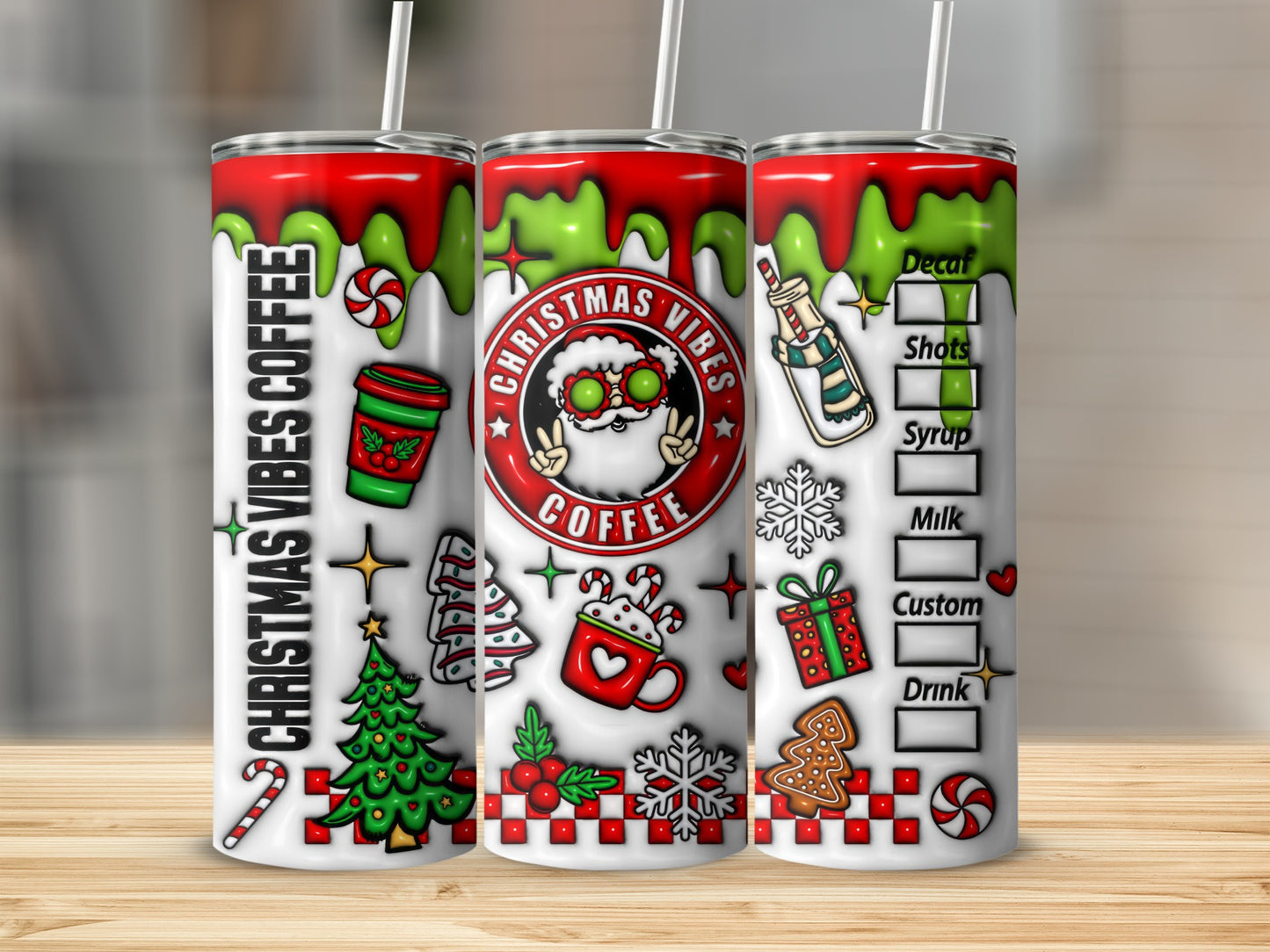 Christmas Vibes Coffee Tall Tumbler Festive Design
