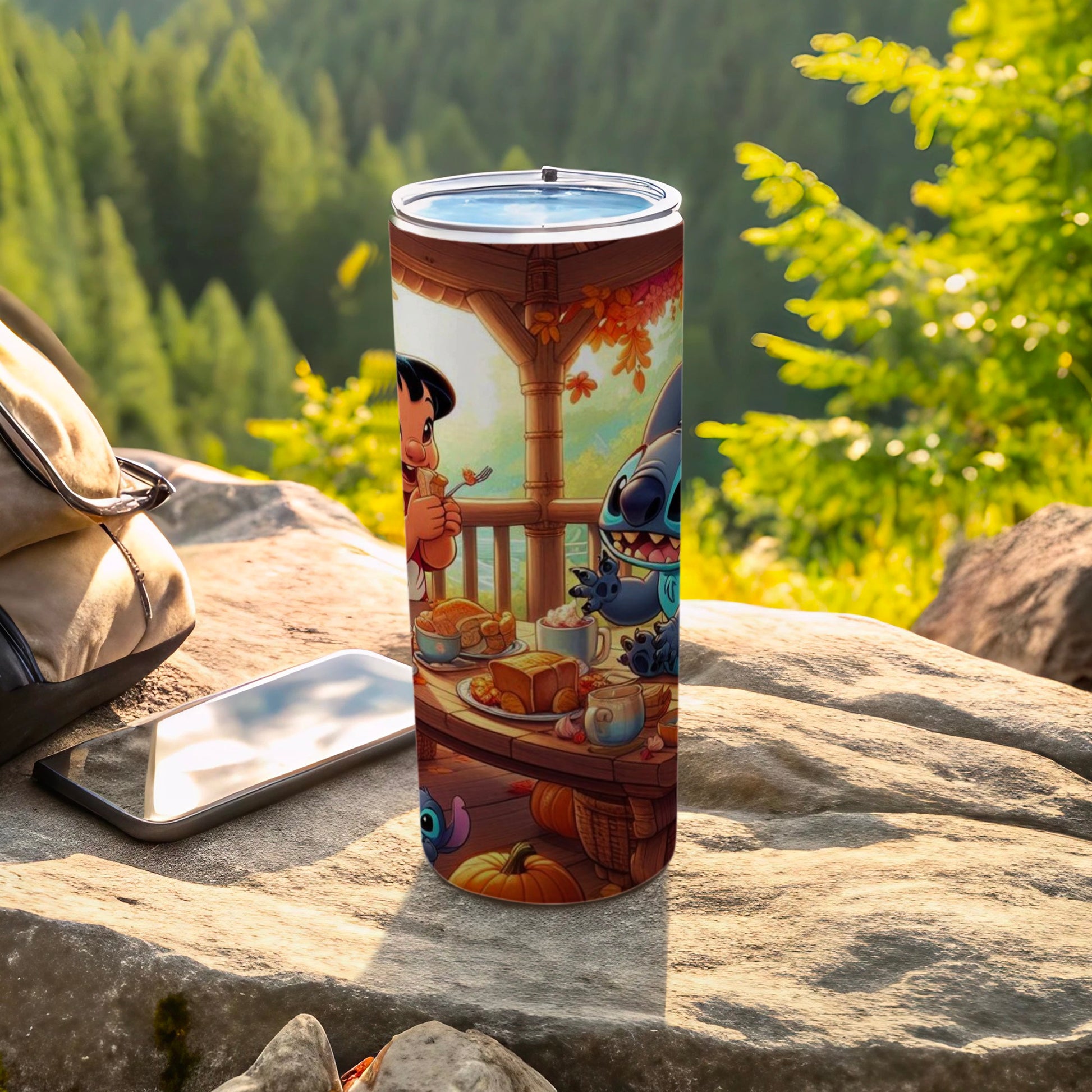 Lilo and Stitch Picnic Scene Tumbler For Outdoor Adventures