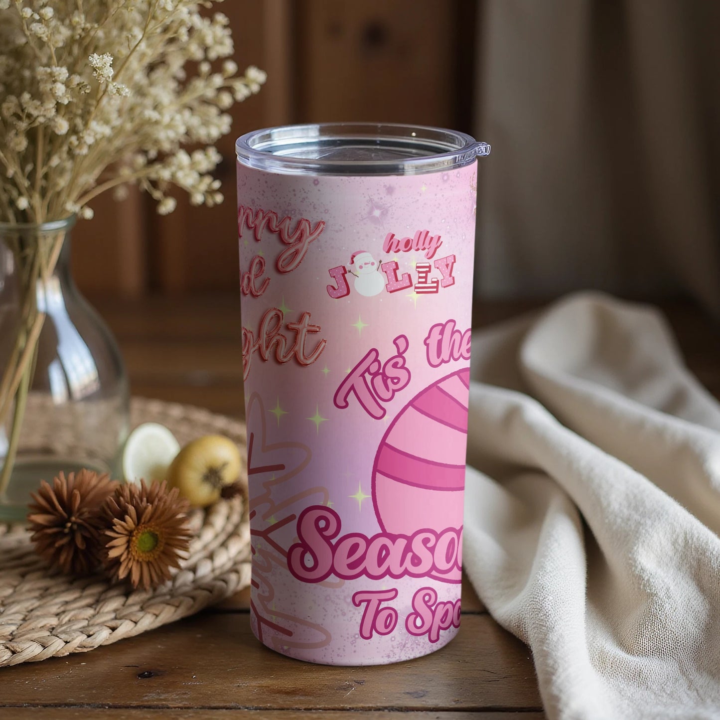 Tis The Season To Sparkle Pink Christmas Tumbler