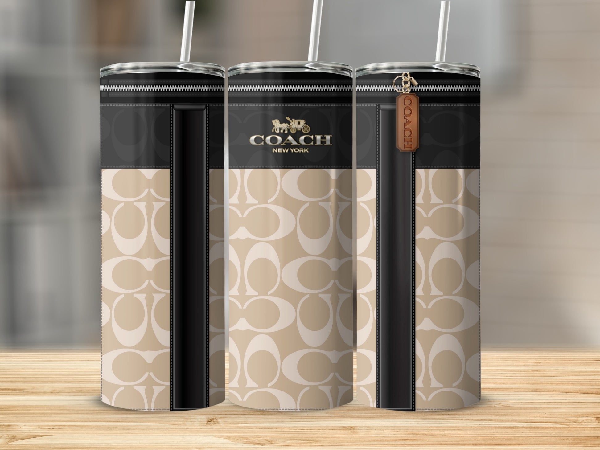 Stylish Coach New York Branded Tumbler with Straw