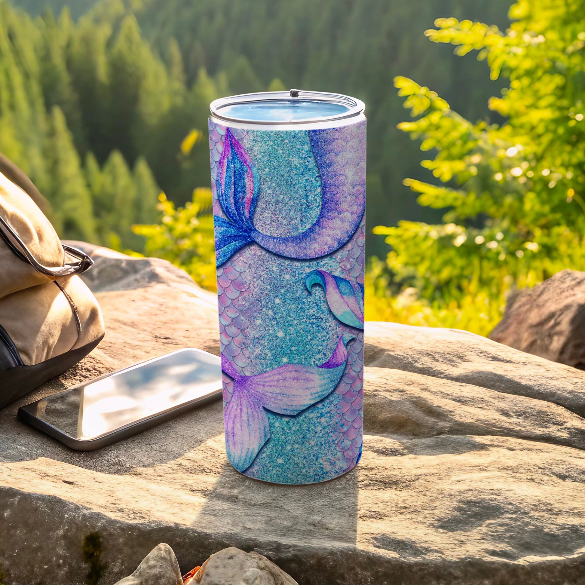 Shimmering Mermaid Tail Scale Glittery Ocean Design Tumbler