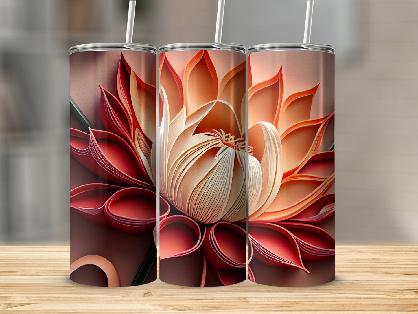 Vibrant Lotus Flower Art Design Insulated Tumbler