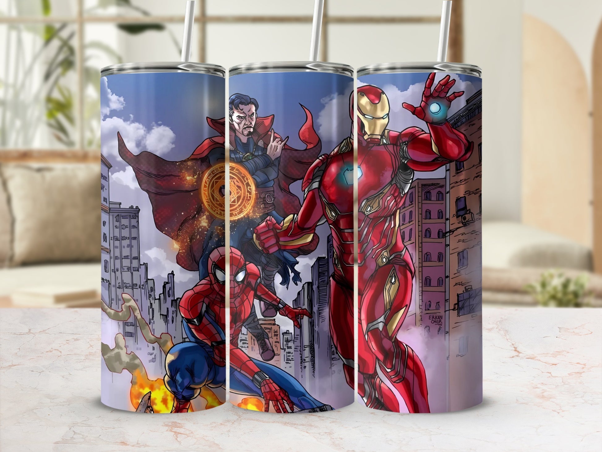 Marvel Superheroes Tumbler featuring Iron Man Spider-Man