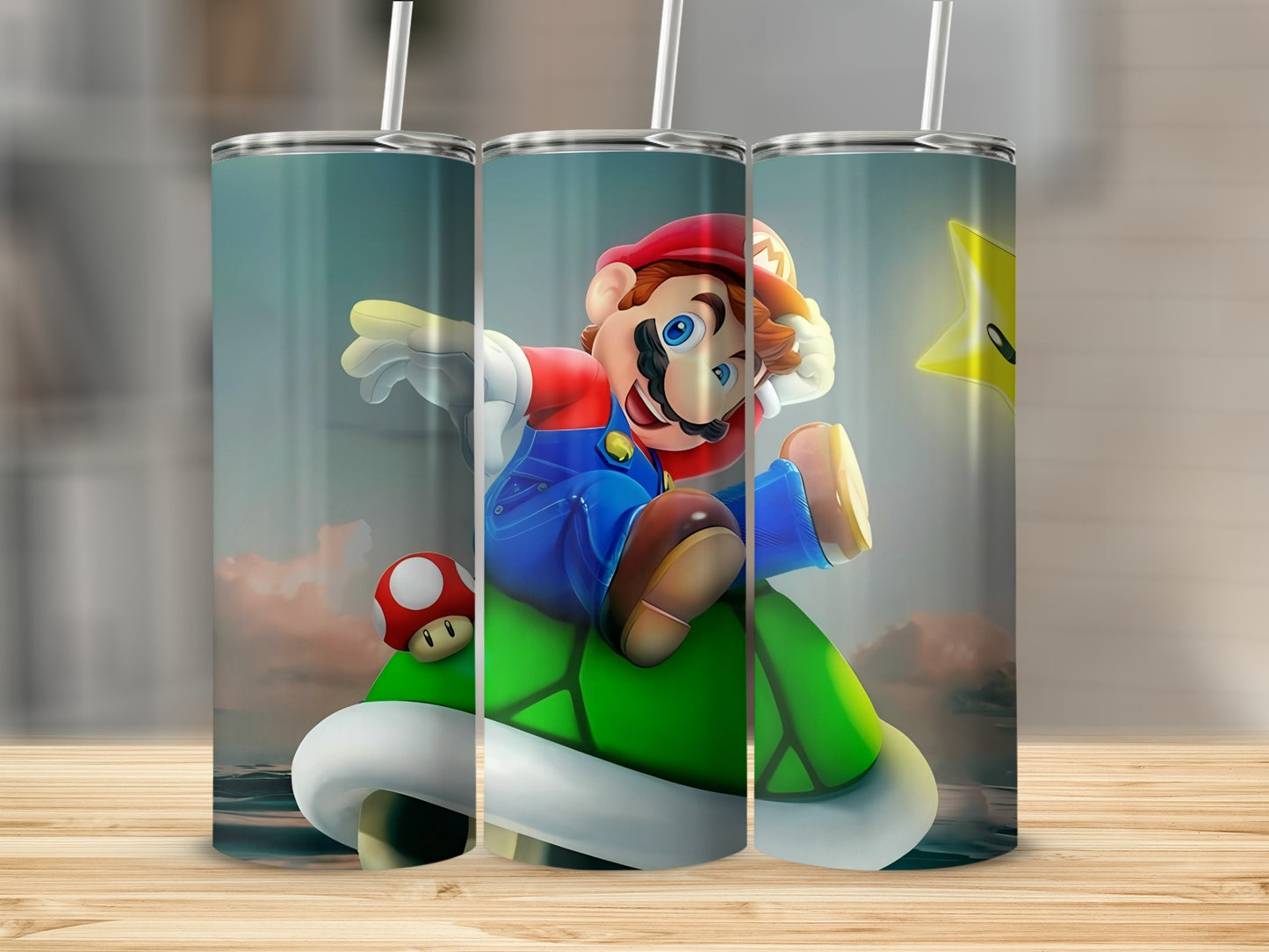 Vibrant Characters Travel Tumbler with Metal Straws
