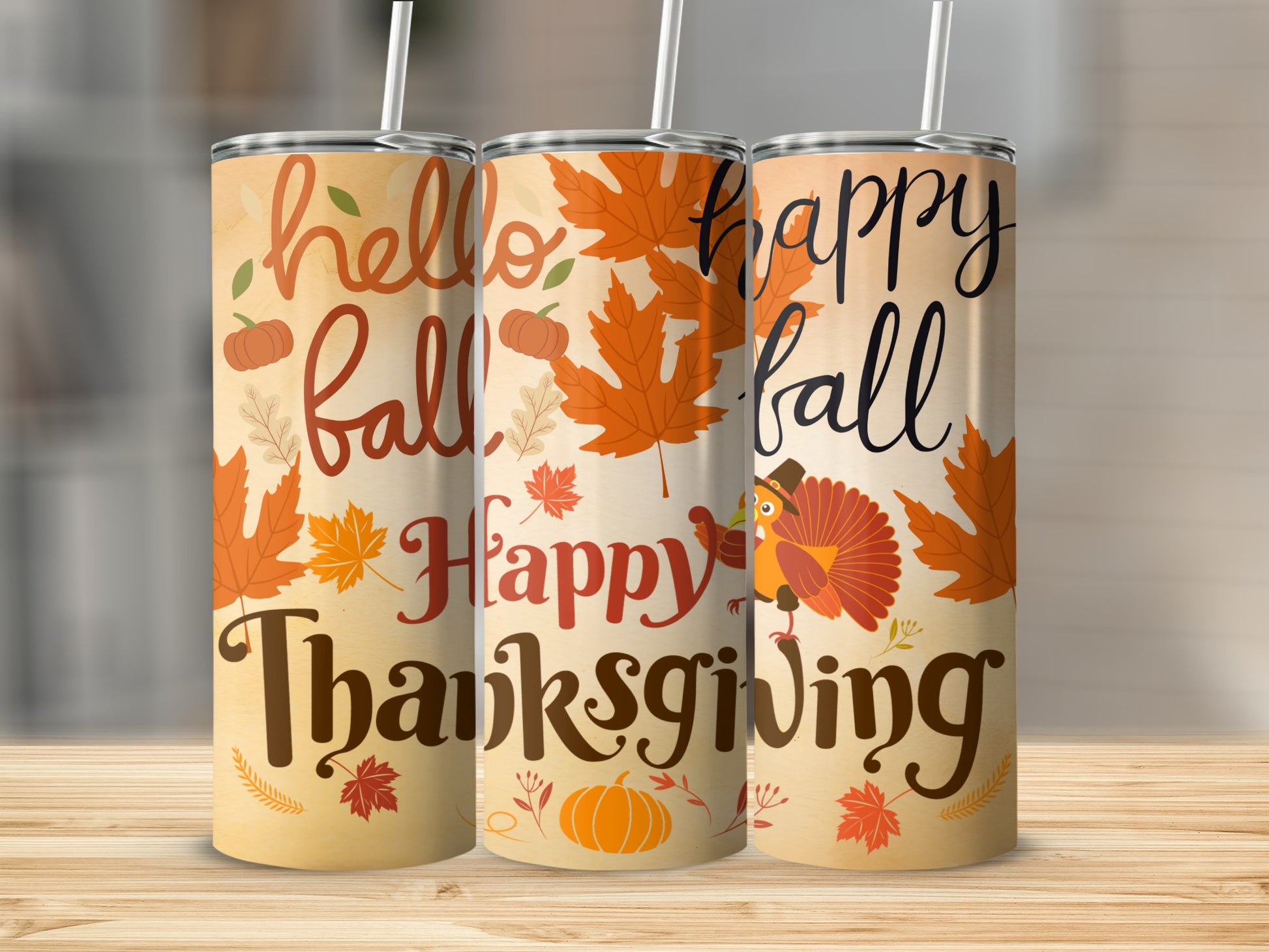 Happy Thanksgiving and Fall Themed Tumbler Cups