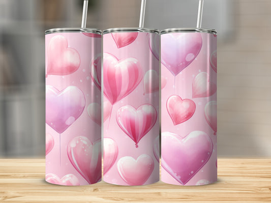 Pink Heart Balloon Design on Tumbler Product