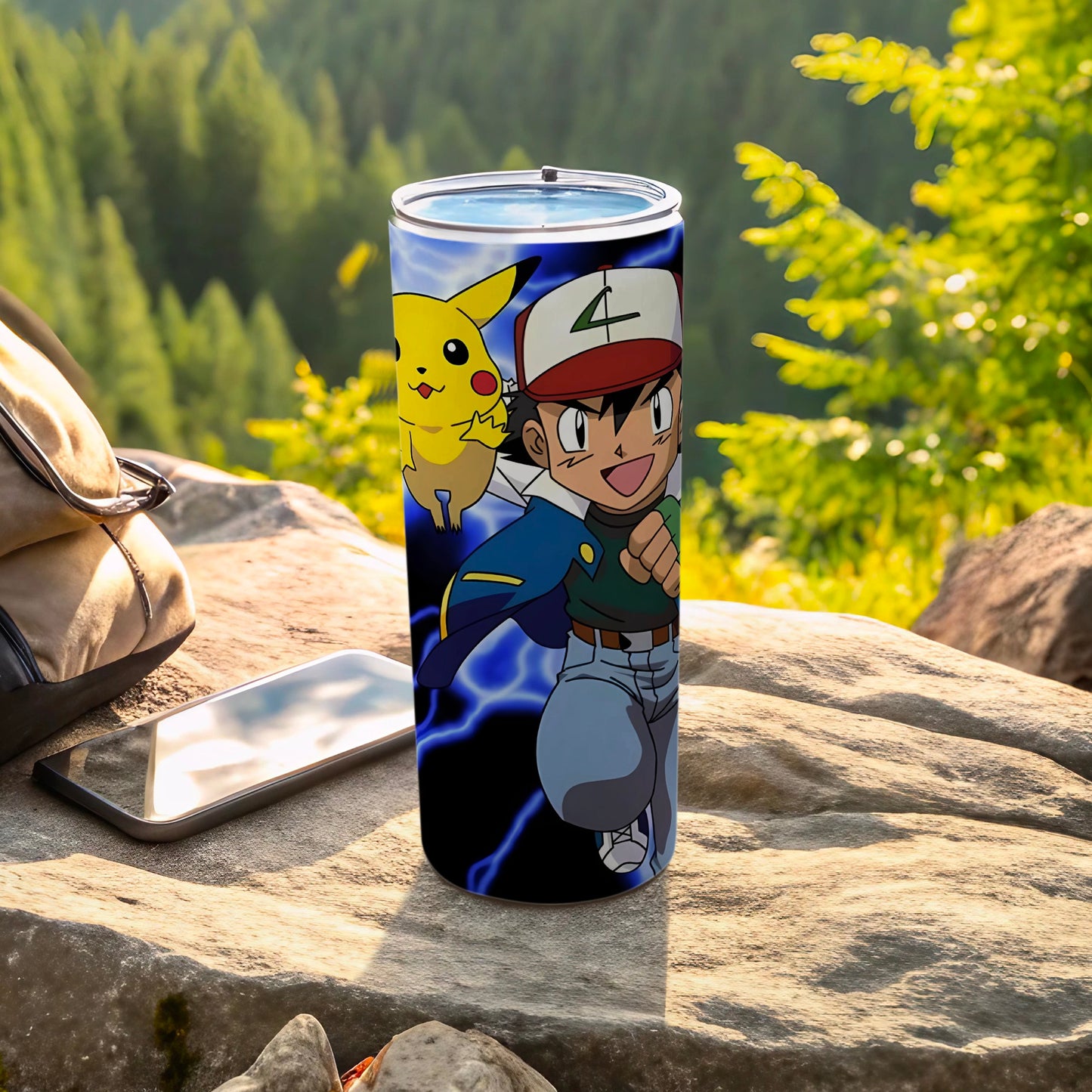 Ash and Pikachu Adventure Travel Tumbler