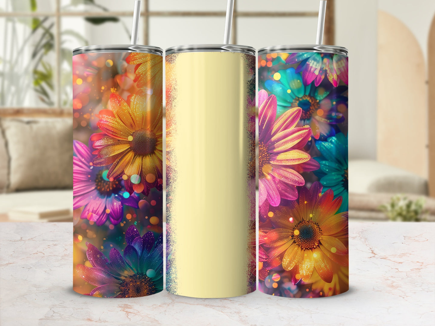 Colorful Floral Insulated Tumbler Perfect for Any Event