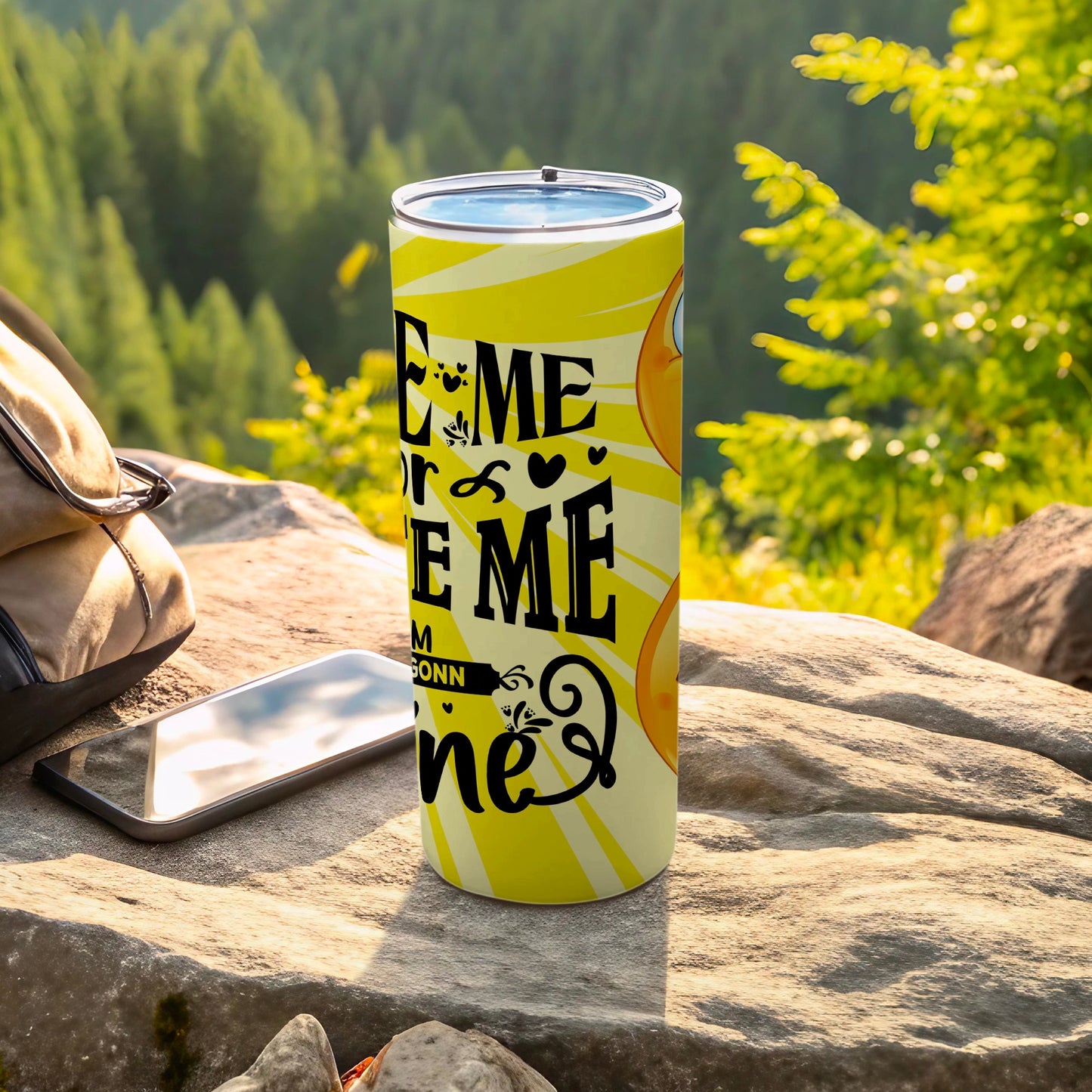 Yellow Travel Tumbler with Inspirational Quote Design