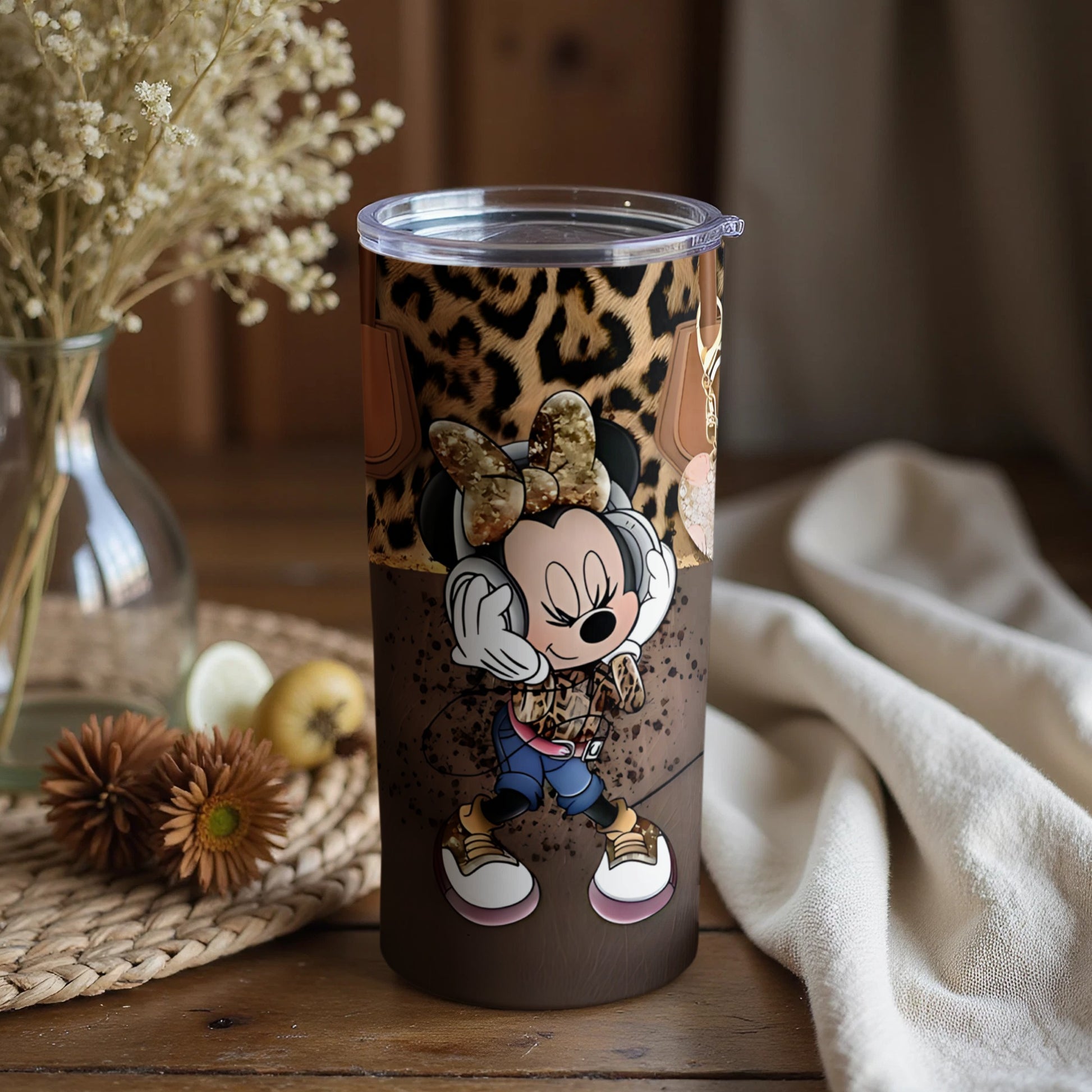 Trendy Minnie Mouse Leopard Print Tumbler Cup