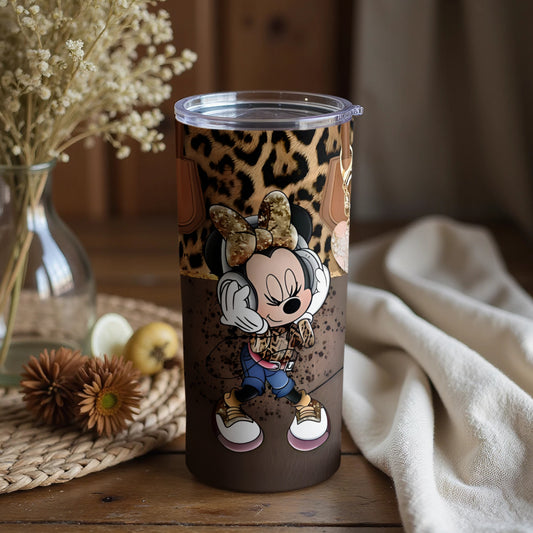 Trendy Minnie Mouse Leopard Print Tumbler Cup