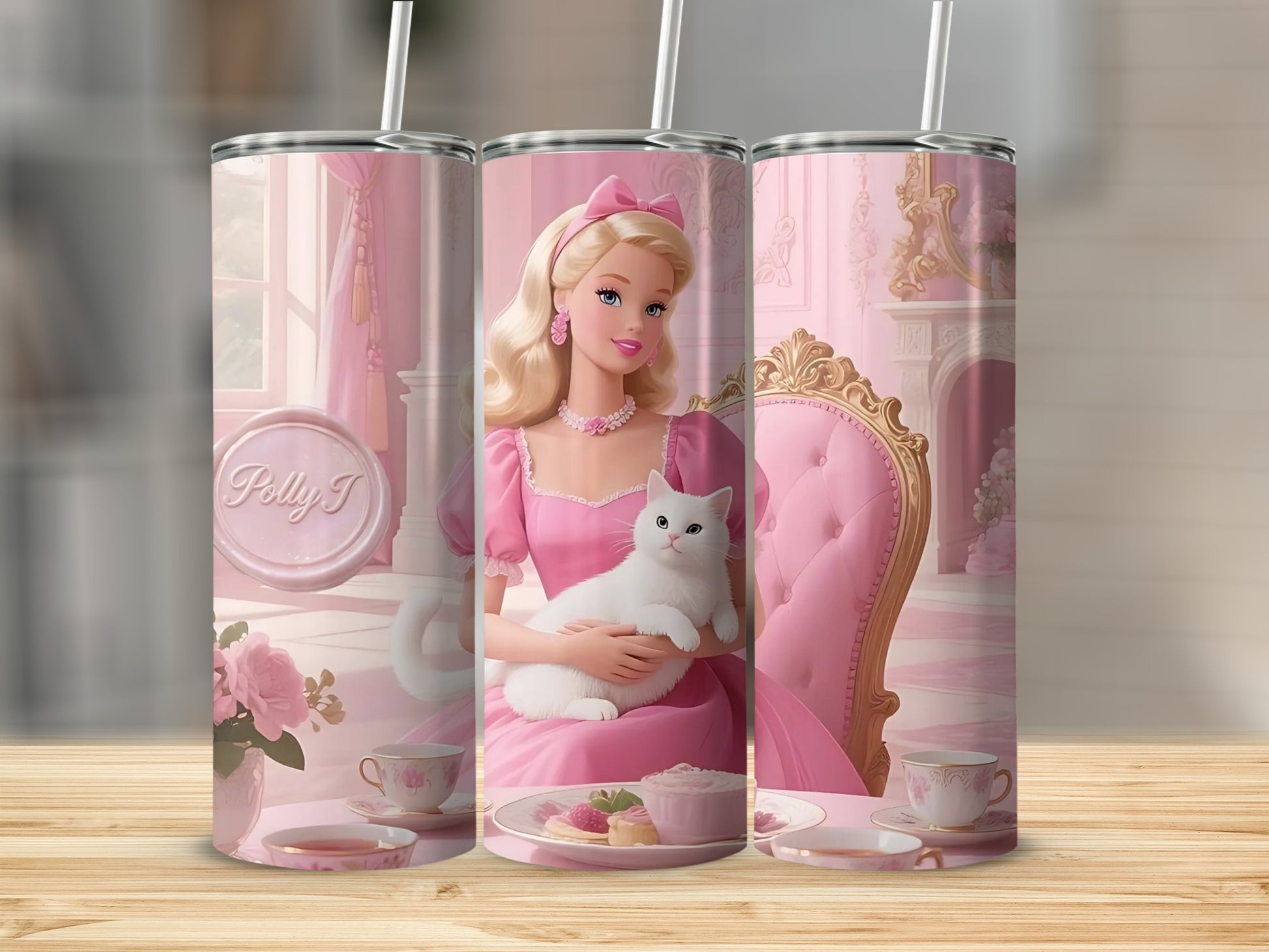 Elegant Polly J Themed Pink Stainless Steel Tumbler