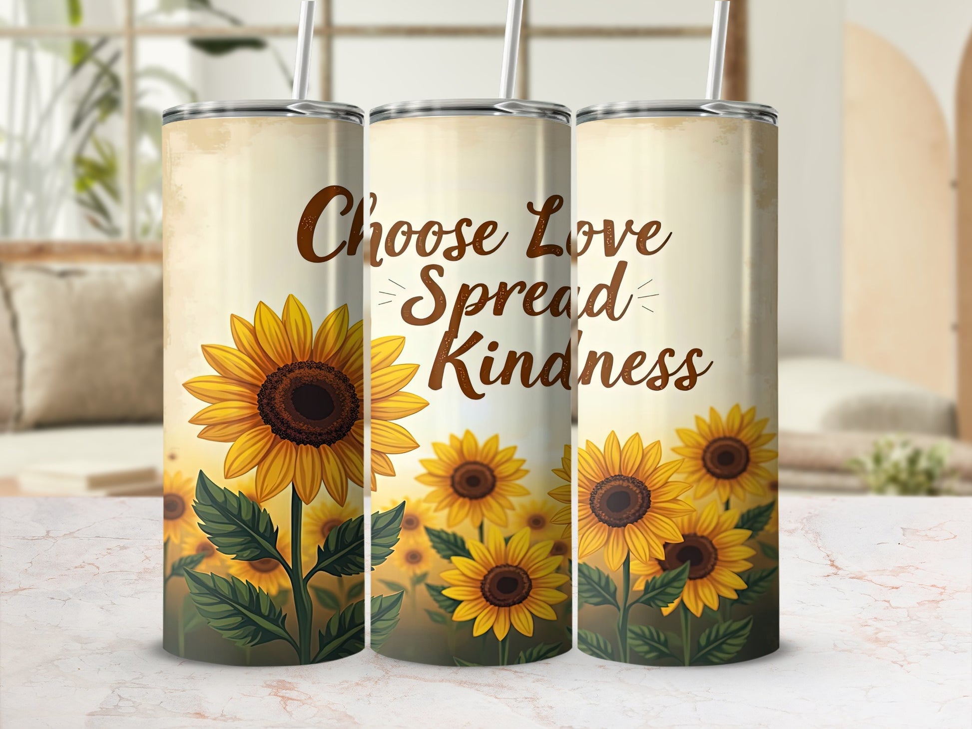 Choose Love Spread Kindness Sunflower Tumbler