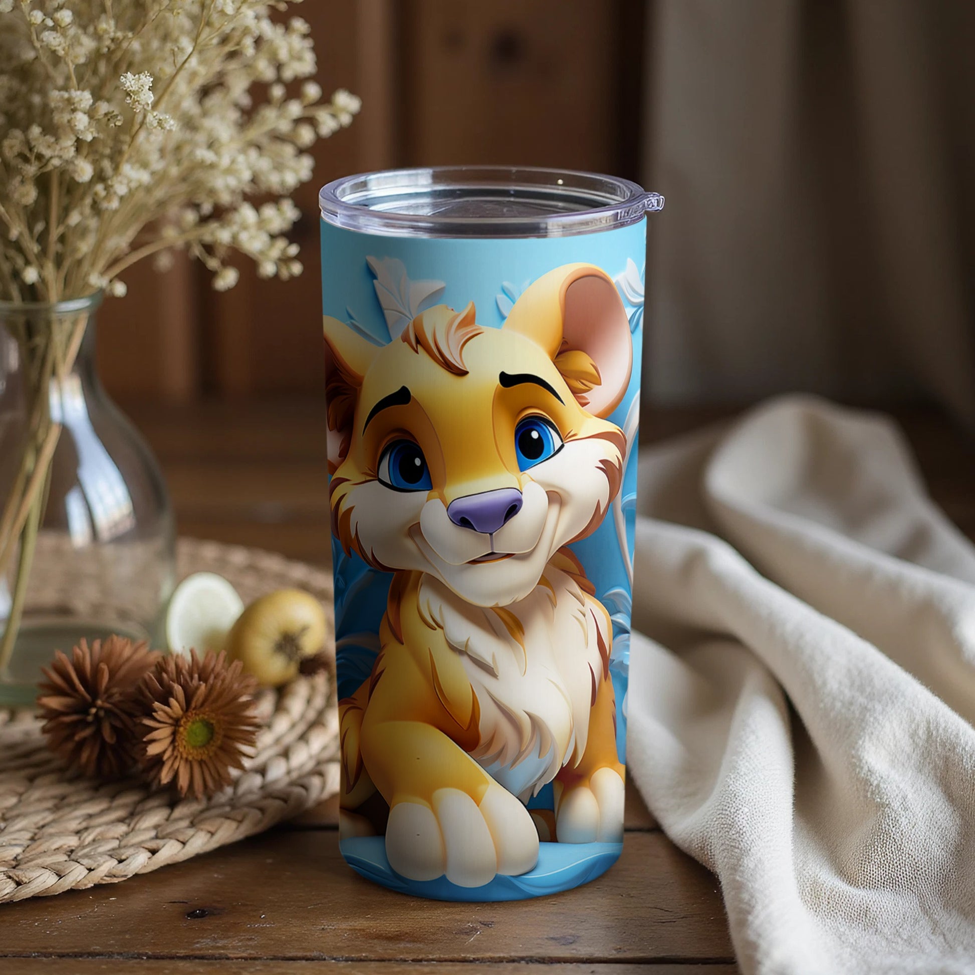 Adorable Lion Cub Design Tumbler for Kids to Enjoy
