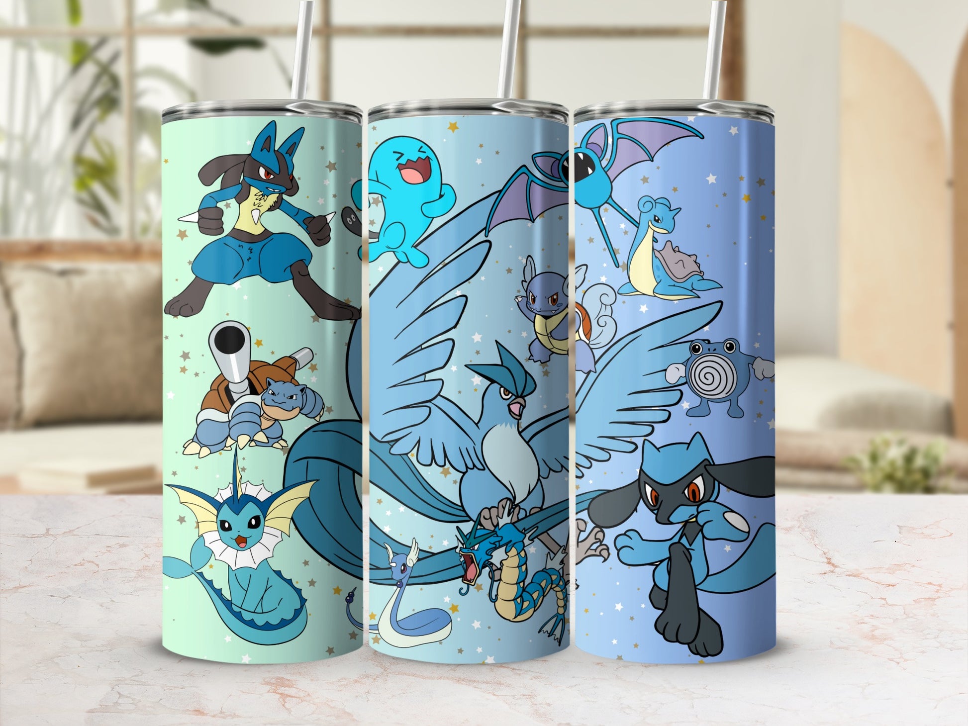 Pokémon Characters Design Tumbler with Straw