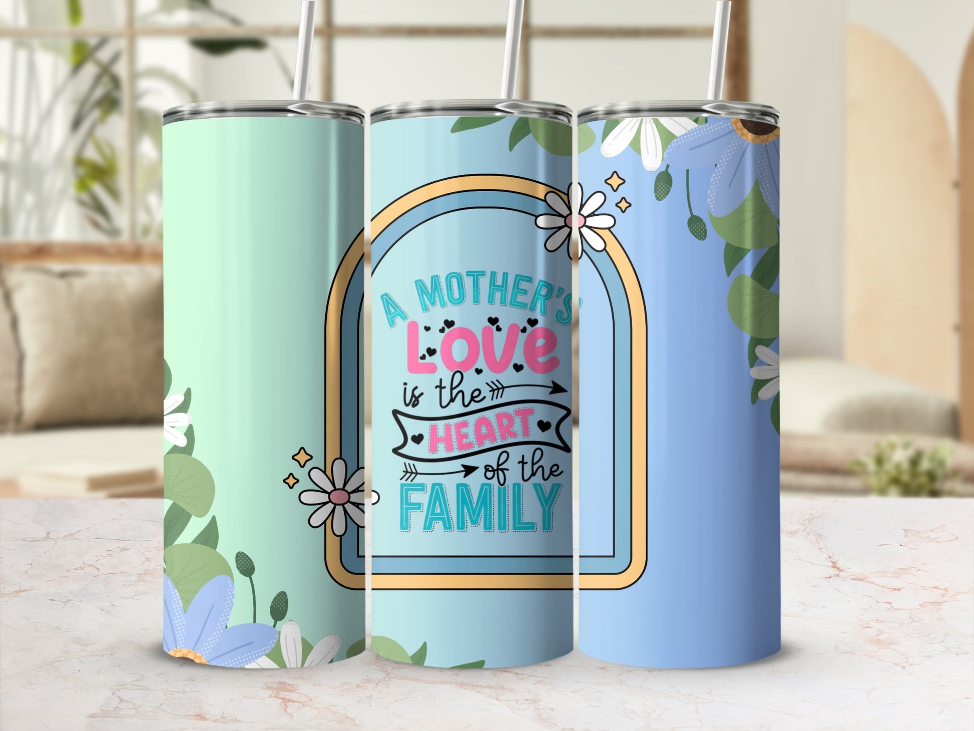 A Mother's Love is the Heart of the Family tumbler