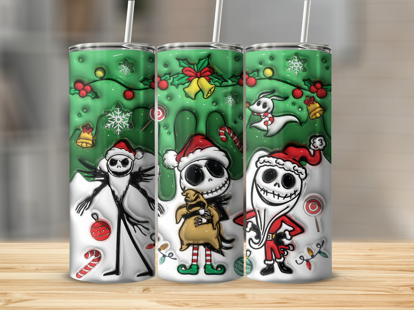 Festive Christmas Theme Tumbler with Holiday Characters