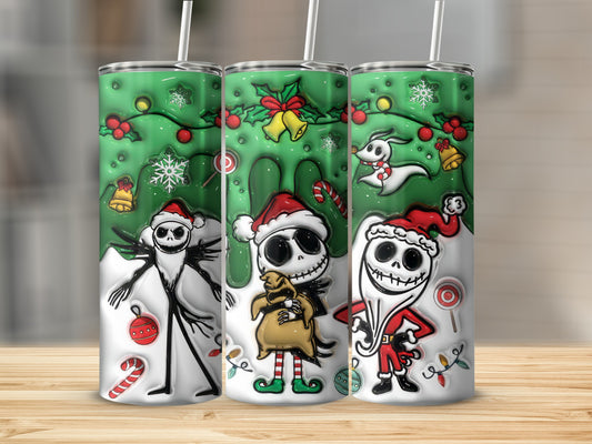 Festive Christmas Theme Tumbler with Holiday Characters