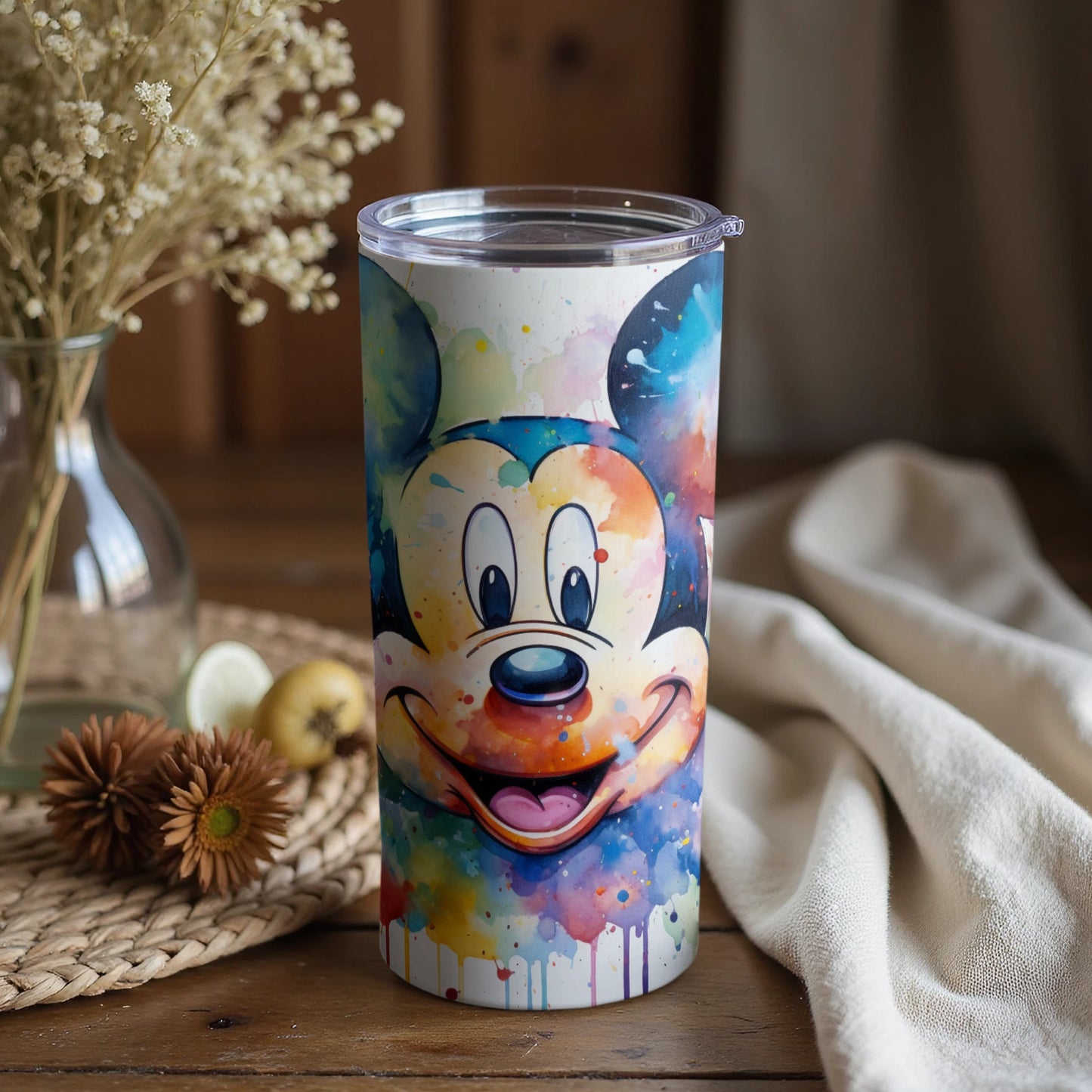 Vibrant Watercolor Mickey Mouse Insulated Tumbler