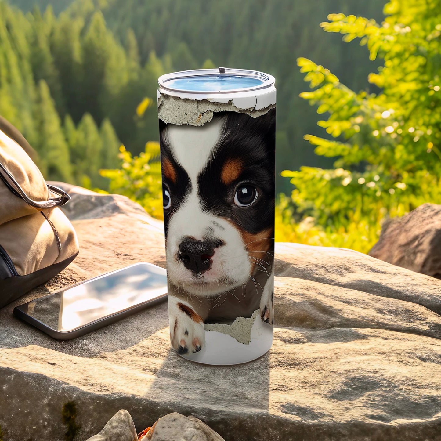 Cute Tricolor Puppy Peeking Unique Design Travel product type