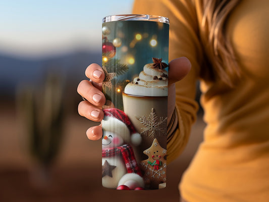 Festive Christmas Holiday Tumbler with Cute Decorations